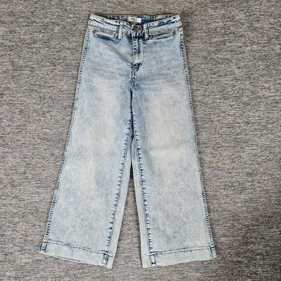 Oat New York Denim - OAT New York Women's Wide Leg Jeans Light Wash Cropped Size 26 Actual 26x26 EUC